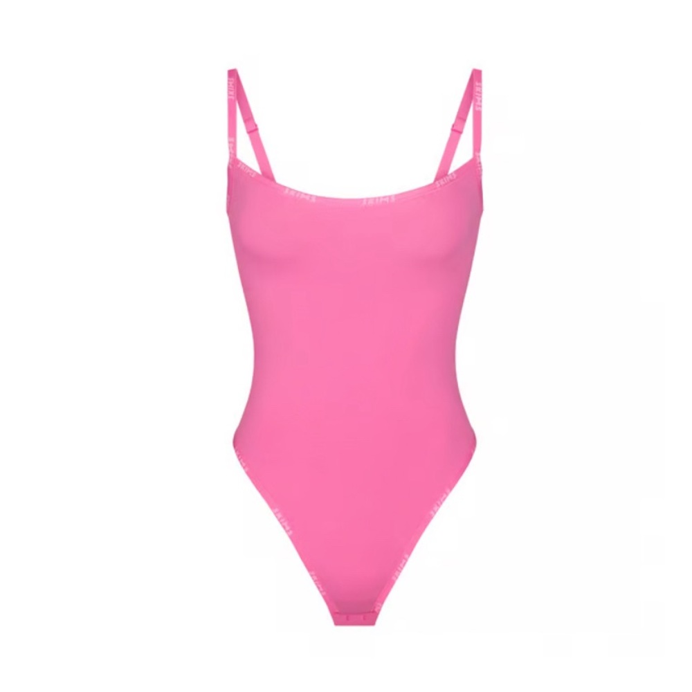 Skims Cotton Logo Bodysuit in sugar pink